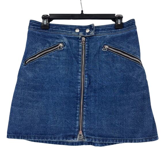 rag & bone JEAN Marcy Denim Mini Skirt Blue Sz 32 Zip Front Pockets Casual Chic - Picture 3 of 8